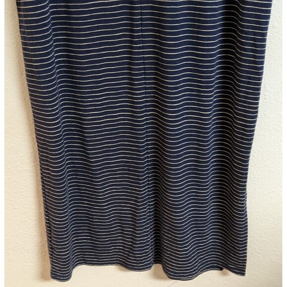 Women's LIFE IS GOOD Hooded Short Sleeve Blue/White Striped Long Maxi Dress M - Picture 11 of 12